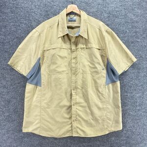 Ocean Cost Shirt Men XL Beige Button Up Collared Short Sleeve Pockets Regular